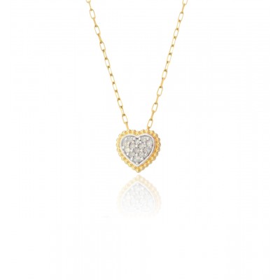 Ponto de Luz Coração Com Diamantes + Corrente Cartier Em Ouro 18k